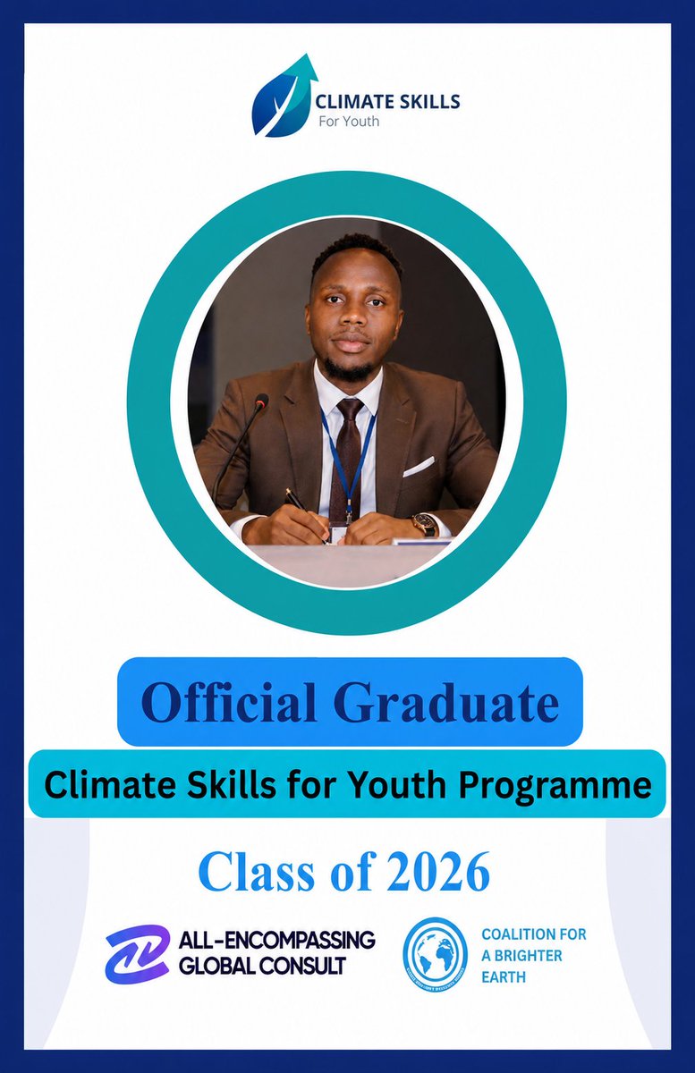 YOUTHFORDEVELO's tweet photo. Proud to have completed the Climate Skills for Youth Programme 2026! 🌍💚 Committed to turning knowledge into action for a more sustainable future. 🌱
#ClimateAction #YouthLeadership #Sustainability https://t.co/dyP5IoGTSh
