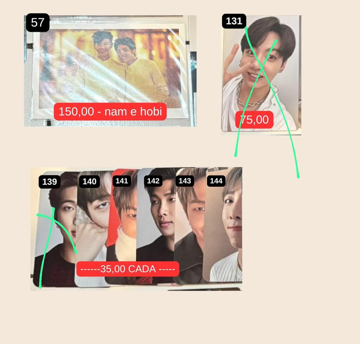 kim_hots's tweet photo. Boa tarde meninas estou fazendo repasse desses cards nenhum e pra mim tudo para a ceg (ceg confiável comuniçao o tempo inteiro super atenciosas e com ótima avaliação o motivo e que tive um problema financeiro de última hora e n vou conseguir pegar mais)#repasse #bts #repassebts https://t.co/s9F2XmgjZ3