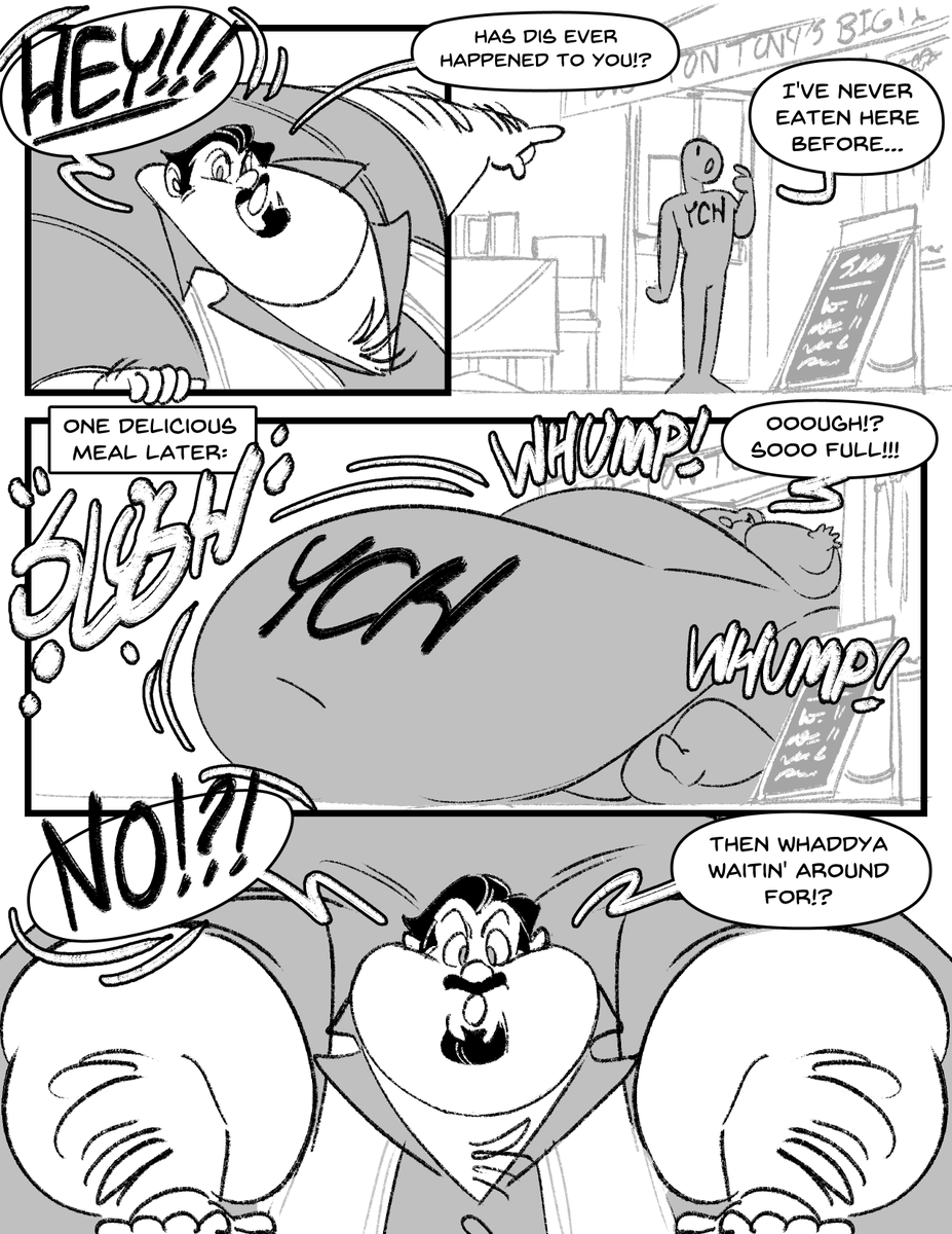 WeirdMidnight's tweet photo. I wanna give a quick preview of the multi-slot YCH comic I'll be holding  auctions for LATER THIS MONTH! Auction will be open to P-TRONS ONLY  (any paid tier) 

#weightgain #vore #inflation https://t.co/iMHCwVyAcu