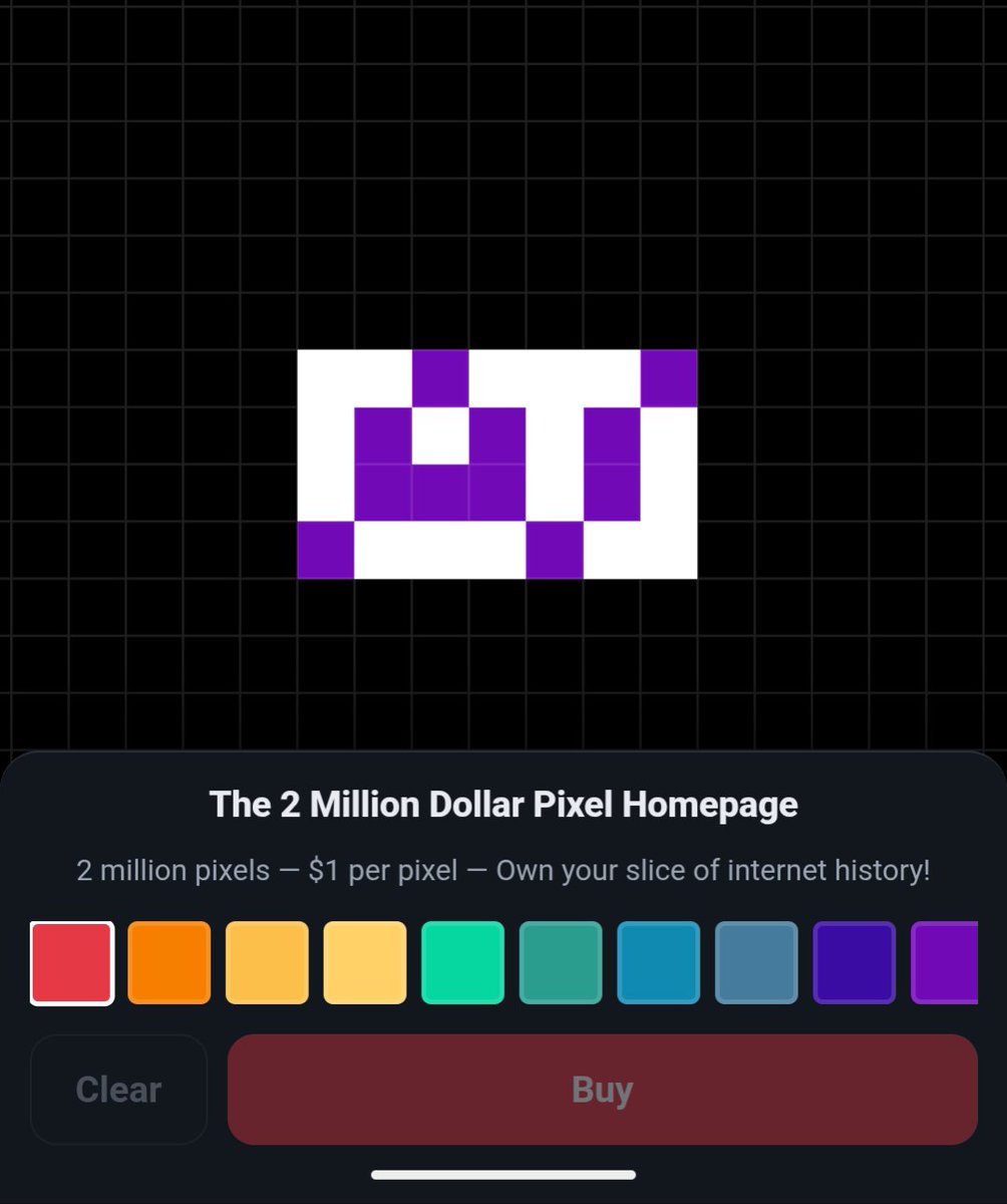 Rob_Elkington's tweet photo. I'm selling pixels on the internet 🟪
$1 = 1 pixel. Put your logo, brand, or link on the grid — forever.
Grab yours → https://t.co/PVez0b1BbQ
First 50 buyers get placement above the fold 👀
#buildinpublic #indiehackers #startup #sidehustle #advertising https://t.co/YXqJLOVjOl