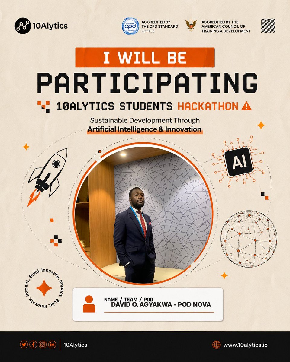 Shane07v's tweet photo. Locking in for the #10Alytics Students' Hackathon 🚀
Building AI for real-world impact. Health, energy, climate with Africa in the frame, not as an afterthought.
Team POD NOVA. Let's build. 💡
#AI4Good #SDGs #DataScience https://t.co/hikugjFdML