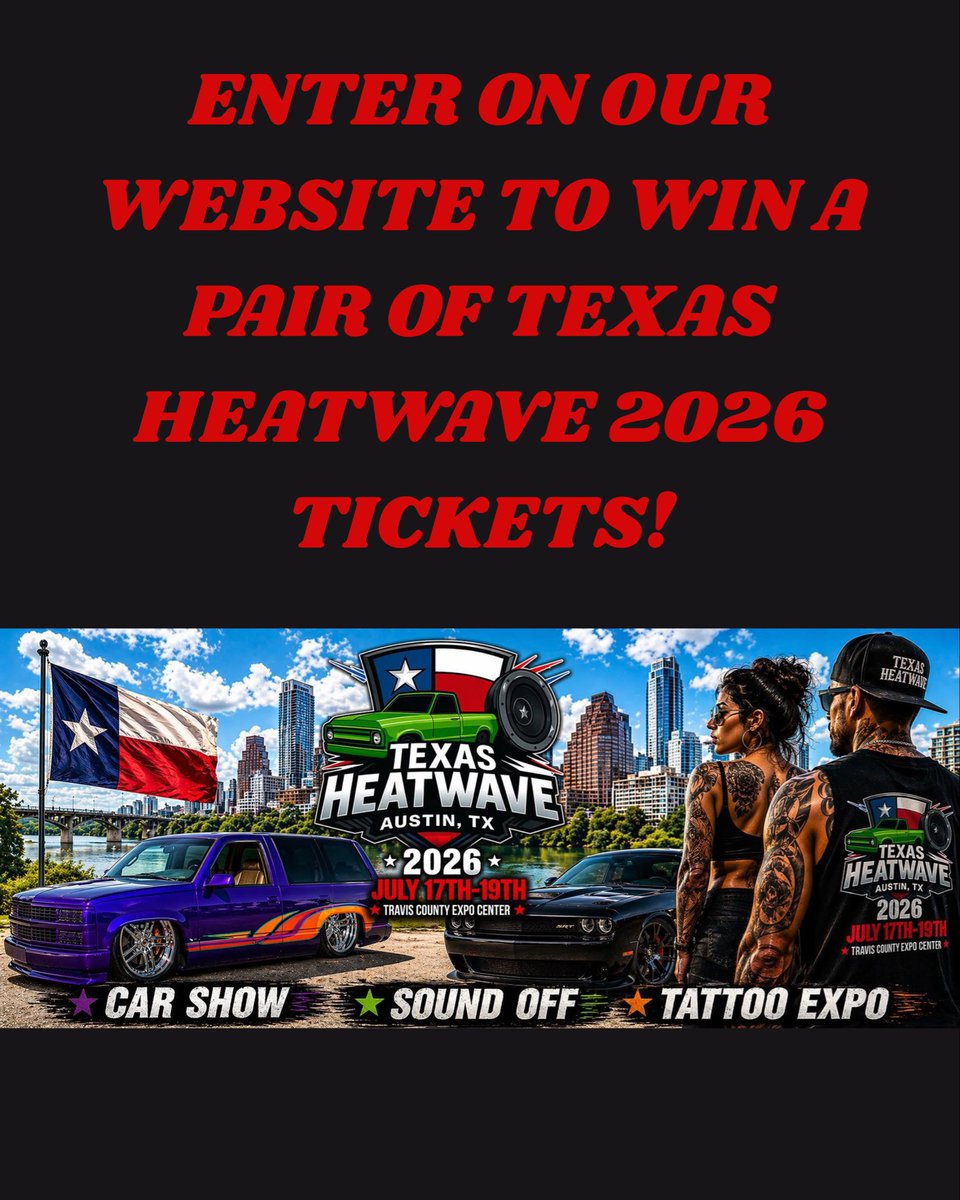 big95kbgo's tweet photo. #Ad #Contest Texas Heatwave Car Show
Enter on our website for your chance to WIN tickets to Texas Heatwave 2026. #Heatwave #Carshow https://t.co/2Tw5ghDRd8
