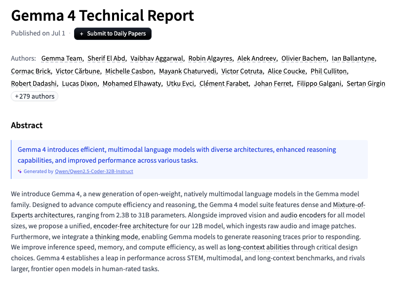 Gemma 4 Technical Report Released