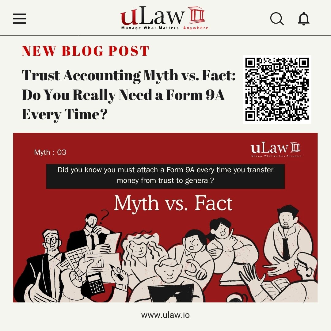 uLawPractice's tweet photo. ⚖️ Myth or Fact? Understanding Form 9A and Trust-to-General Transfers in Ontario Legal Practice

Trust accounting is one of the most important — and often misunderstood — responsibilities for lawyers and legal professionals in Ontario. https://t.co/e0jVft71fe