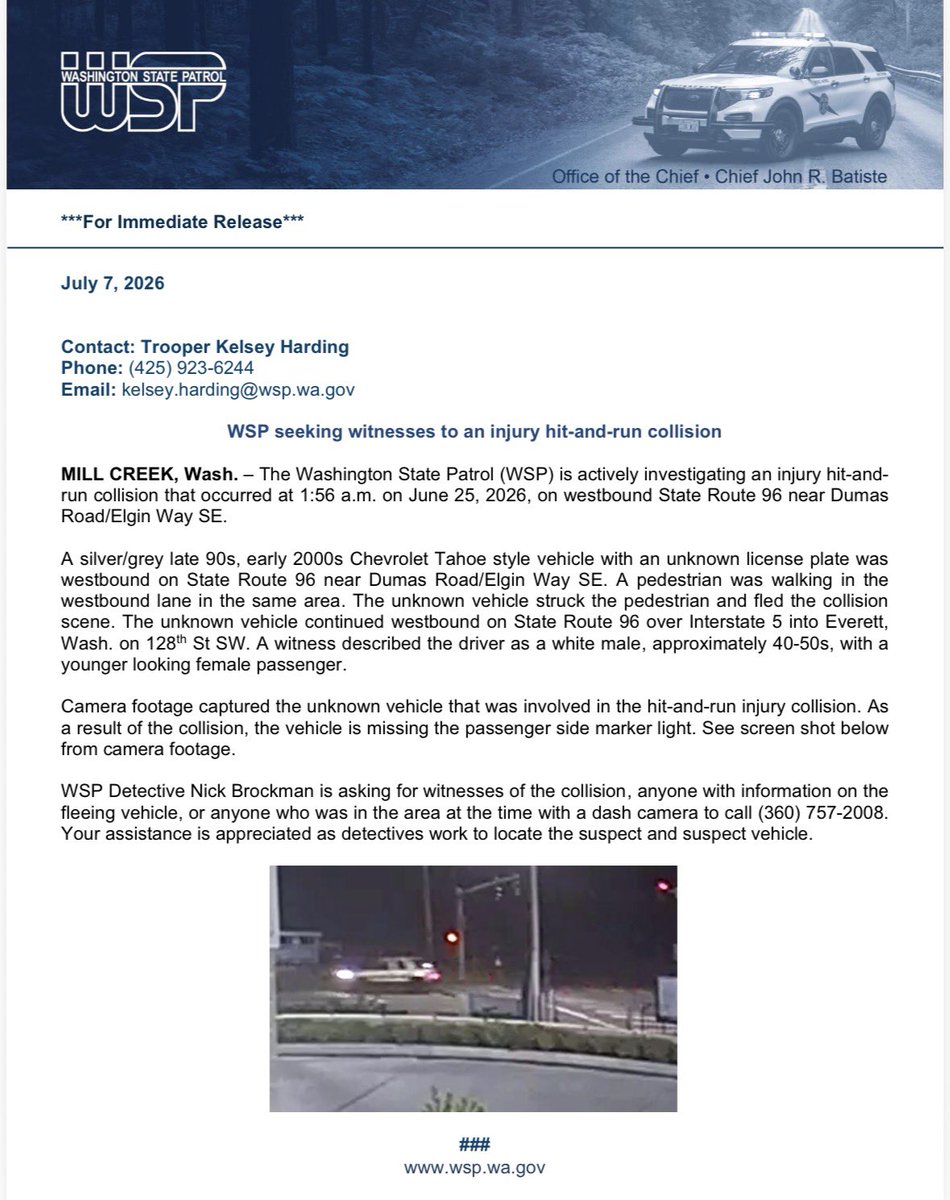 wspd7pio's tweet photo. #YourWSP requests assistance to help locate suspect and suspect vehicle in an injury hit-and-run collision. https://t.co/VGRxFsW4aQ