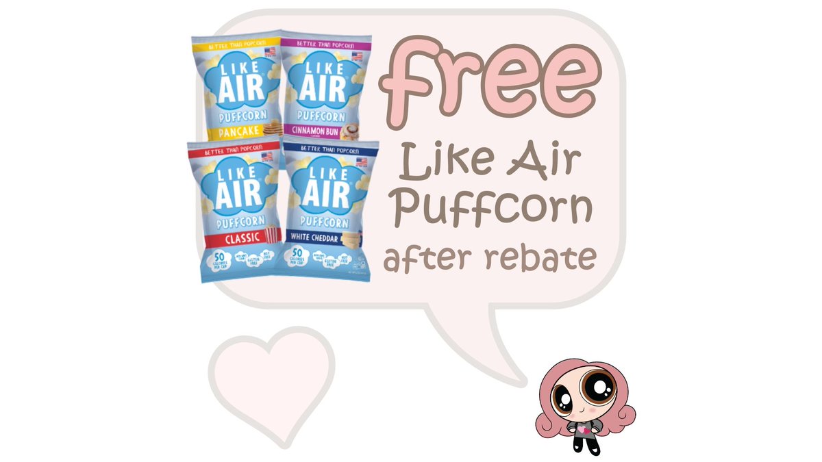 ihartcoupons's tweet photo. FREE Like Air Puffcorn! 🎉

Buy one 4 oz bag and get a PayPal or Venmo rebate (limit 1).

While supplies last.

https://t.co/s4RWlgfQ5z https://t.co/Xgn6EE3OBz