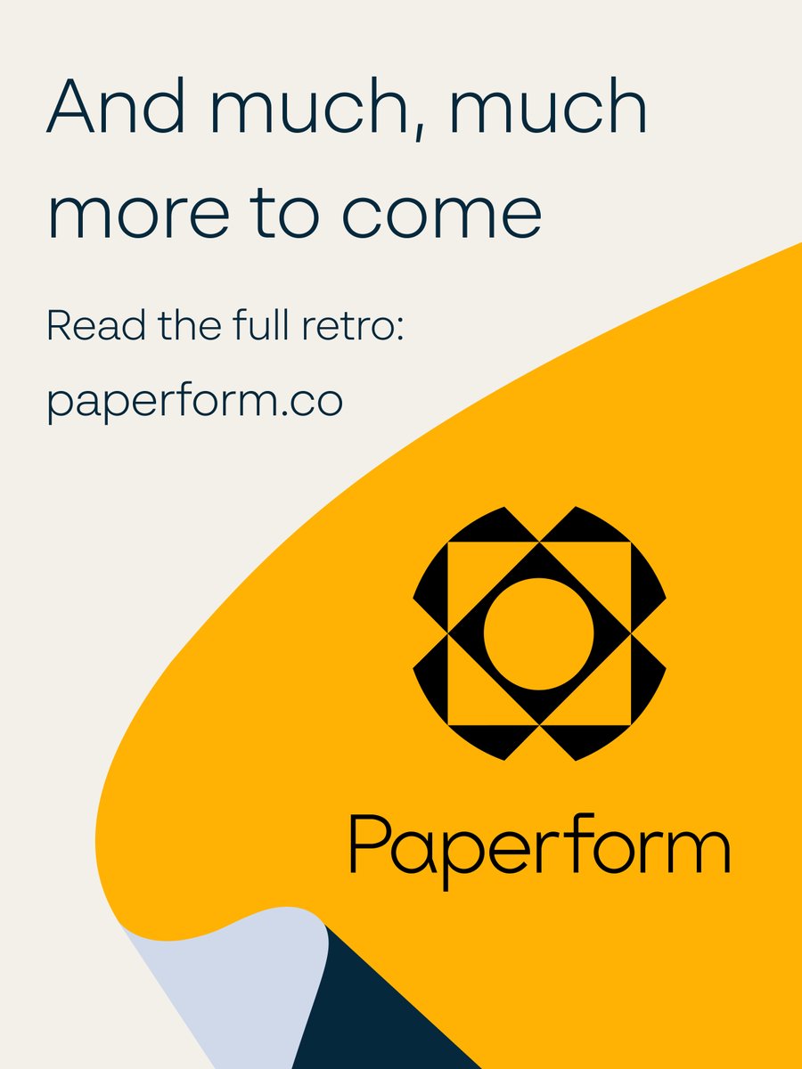 PaperformCo's tweet photo. This small team just shipped the biggest year in Paperform's history. 🎉
Just a thoughtful group of form-obsessed people.

We helped:
Build 110,778 new forms. 
Collect 27.8M submissions. 
Get 69,611 documents signed. 
Generate $95M+

And much more 👇
https://t.co/Et7S1322lR https://t.co/sCBeMQTxwh