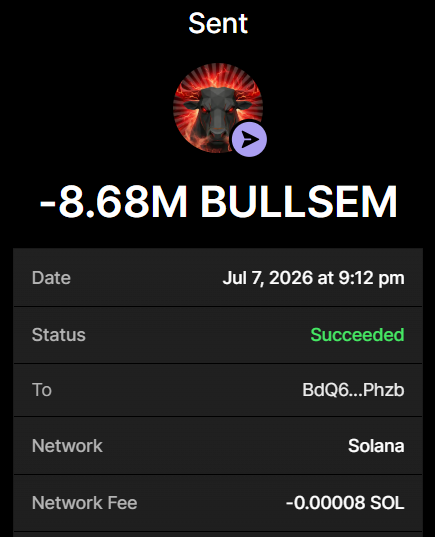 BULLUnstoppable's tweet photo. Purchase of  8.68 MILLION $BULLSEM completed for 0.868 $SOL

1 $SOL = 10,000,000 $BULLSEM
10 $SOL = 100,000,000  $BULLSEM

Send SOL to: 8bcGkKYuzRkwyoJcTYyBU97fJxPUPEZ3uwNvG4CcVGZx

Min 0.2 SOL

Retweet &amp; Drop Sol Address for $100 Airdrops https://t.co/P8IWGw4oA2