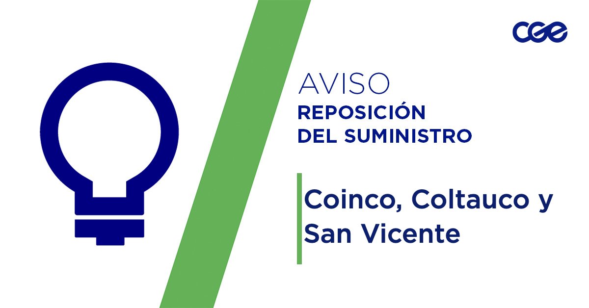 CGE_Clientes's tweet photo. Informamos a nuestros clientes de los sectores Ruta H-590, Callejón San Luis n°2, Callejón Nuevo, Segundo Campos y Callejón Santa Filomena; en las comunas de #Coinco, #Coltauco y #SanVicente, la normalización del servicio. Verifica tus automáticos, si continúas sin energía, comunícate con tu número de cliente a nuestros distintos canales de atención 📲 y te ayudaremos a solucionar el problema.