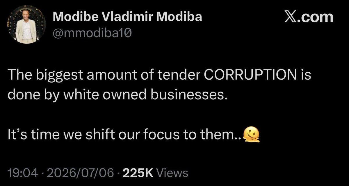 DeliaByliefeldt's tweet photo. ‼️ How exactly are white-owned businesses responsible for the ‘biggest’ tender corruption in South Africa, when BBBEE race laws deliberately exclude us from tenders? 🤔

We can’t even compete fairly because of racial quotas and preferences that hand contracts to ‘connected’ commie cadres. 

This is just more deflection from the real problem: systemic corruption, enabled by race-based policies, that hurt everyone except the elite tenderpreneurs.

This man 👇🏻 must suck at Cluedo. 🕵🏻