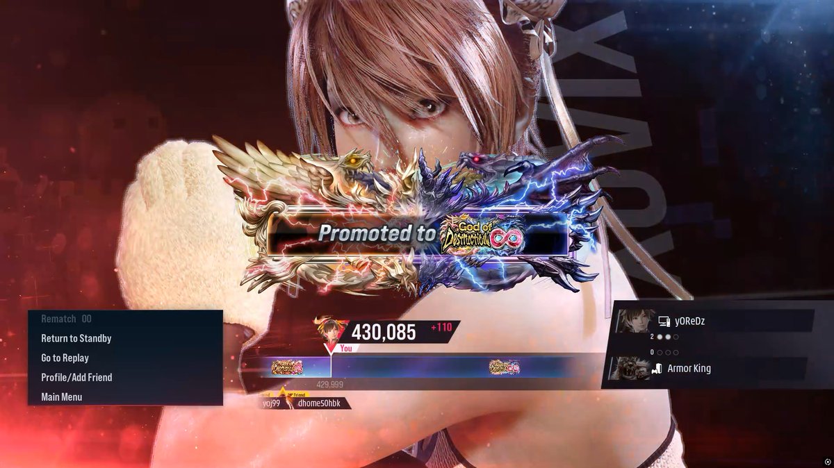 yOReDz_TK's tweet photo. Ling Xiaoyu G.O.D Infinite ♾️
Finally i just got that rank!

-Please fix Ling bugs... Thank you

#Tekken8 #Xiaoyu #LingXiaoyu https://t.co/DlTYqlrtLT