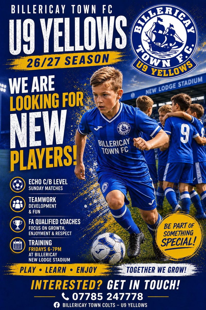 DaveEvans01's tweet photo. Billericay Town U9 🟡 looking are looking for players. Please get in touch if interested

@BTFC @BTFC_Acad https://t.co/1Whz2RDIFN