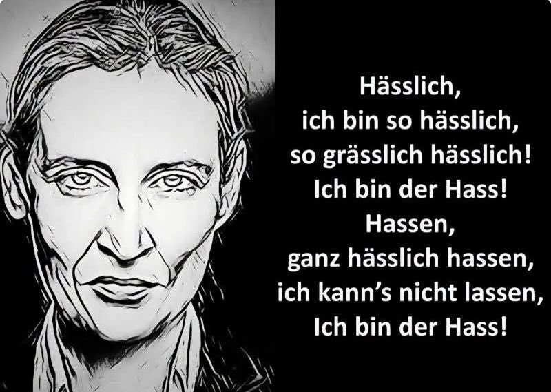 Puh's tweet photo. „Hässlich,
ich bin so hässlich, so grässlich hässlich!
Ich bin der Hass!
Hassen,
ganz hässlich hassen, ich kann's nicht lassen, Ich bin der Hass!“ https://t.co/ebJzPHmWSQ