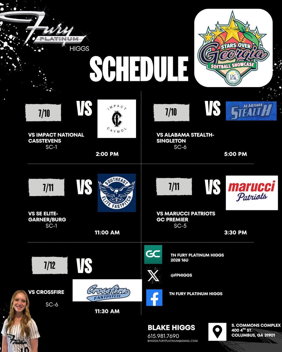 MEParson_2028's tweet photo. After a couple weeks off I am so excited to get back with my girls! Come out and see us this weekend @ Stars Over Georgia!
@FPHiggs @FuryPlatinum @DCEliteSoftball https://t.co/2PL1zmHlfJ