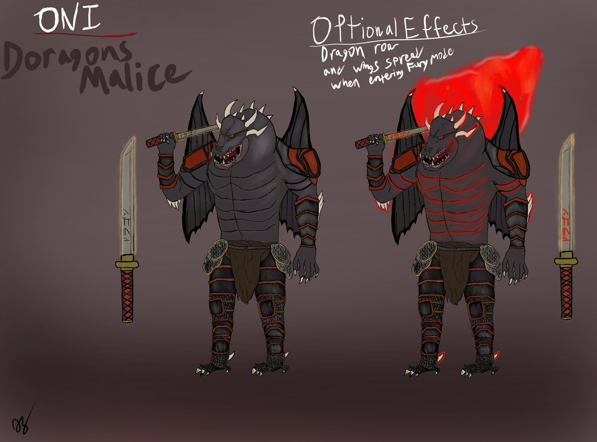 ChazBear20's tweet photo. @DeadbyDaylight Should I re-enter him this year or make some tweaks? Old Dragon oni concept for the contest :) https://t.co/I5ztdonLlo