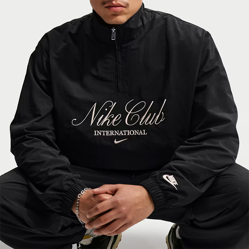 NEW black/sanddrift Nike Sportswear Half-Zip Woven Jacket