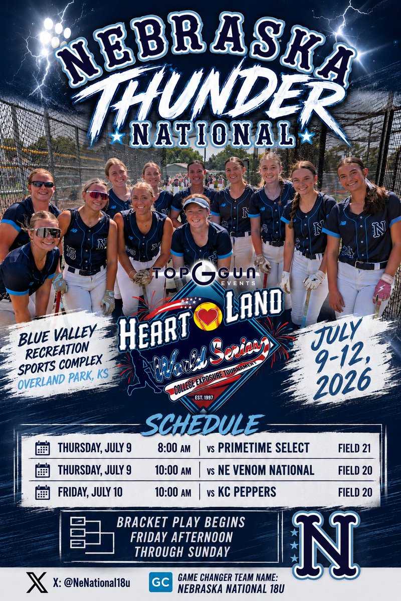NeNational18U's tweet photo. Every inning. Every pitch. Every moment.  One last tournament together this season. Let's make it memorable. 🥎 💙 #FinishStrong @UFAThunder https://t.co/jKlSXh6yte