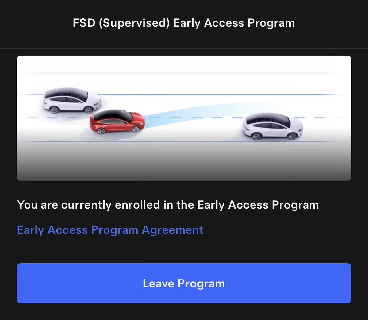 TacticlPenGuinn's tweet photo. @FSDdeliverygirl I enrolled the day I picked up my MY from the Austin factory, but it does not seem that I get any updates earlier than others. 

Not sure if this is a Texas specific program or what. https://t.co/6yA9W3nlrZ