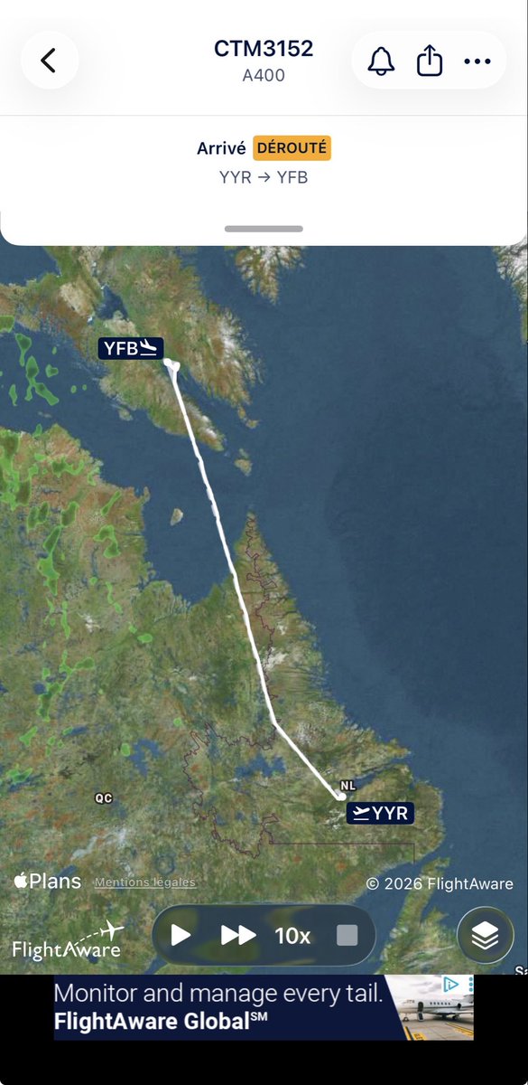 Th__Cuq's tweet photo. Après l’escale à Goose Bay la formation composée de l’A400M et de la PAF s’est posée à Iqualit 🇨🇦. Le Falcon 50 rejoint le dispositif avant de franchir l’Atlantique dans les heures qui viennent. La mission Liberté 250 aura été une réussite mémorable.🇫🇷🇺🇸 https://t.co/FPnbmzli9x