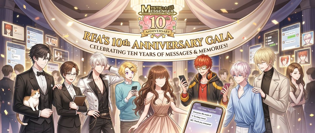 Minniepark58's tweet photo. Happy 10th Anniversary to MYSTIC MESSENGER..🥳 Thank you @Cheritz_DL for making this MASTERPIECE for us..😍 It's my 9yrs with my RFA family ZEN, YOOSUNG, JAEHEE, JUMIN, 707, RAY, RIKA &amp; V you all are my precious loved ones..♥️
MM's 10th party 🥂!!💌

#Sume_10thAnniversary https://t.co/bcDRDZqlwI