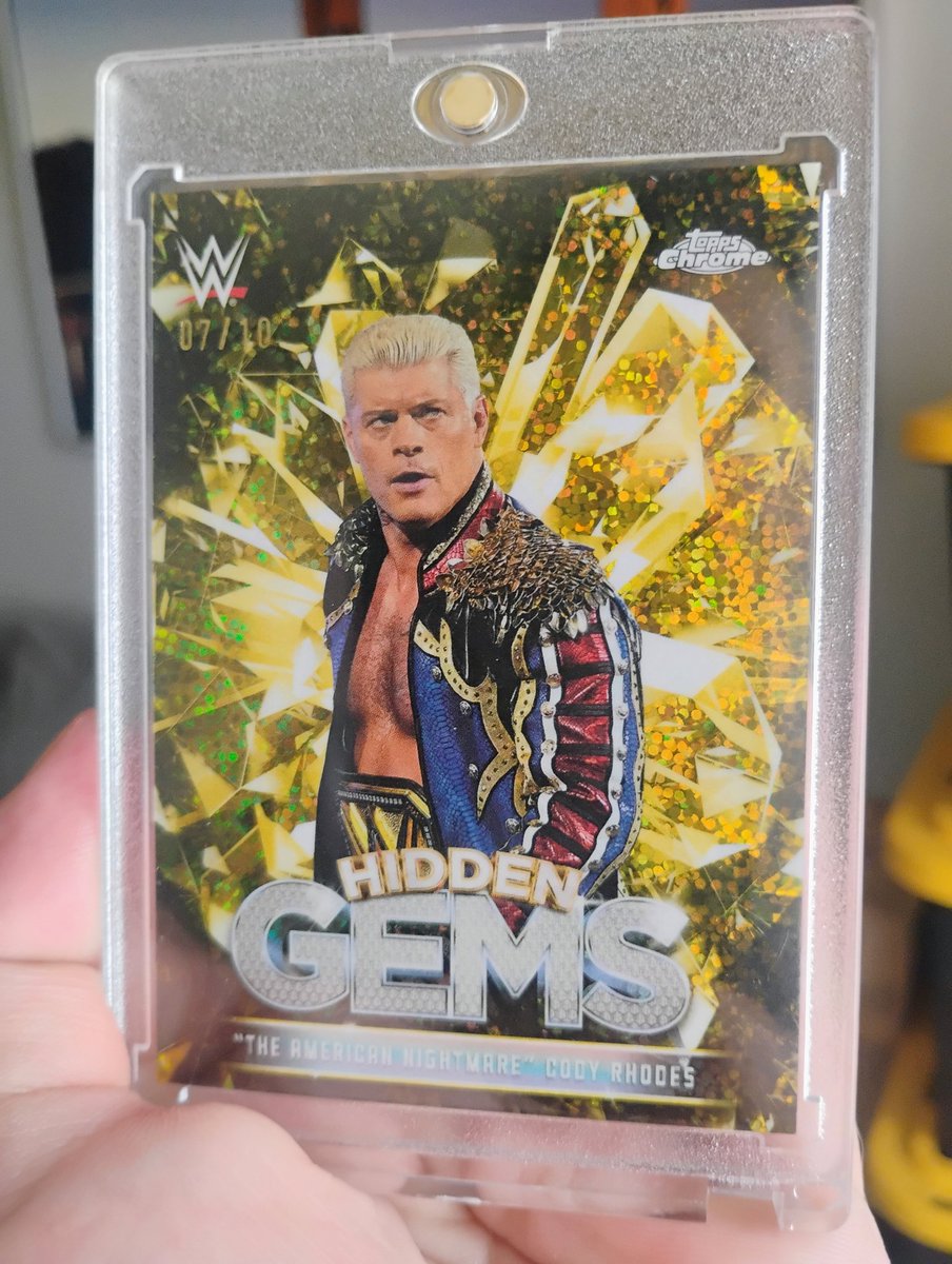 CliserioCooks's tweet photo. @MajorWFPod @Topps @TheMattCardona Not Cosmic, But my First time buying a Hobby box and I got a case hit! SSP Hidden Gems /10 Cody Rhodes. It's currently in the PSA gulag. #wwe #Topps #MajorWFPod https://t.co/Q3F9RoAGuQ