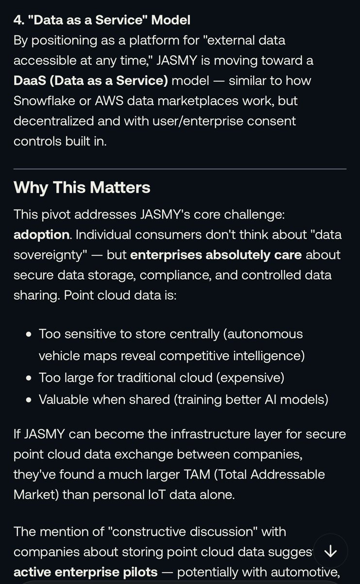 IcyAmphibian's tweet photo. $JASMY is quietly pivoting from just a personal data vault to an enterprise data infrastructure play.

The PDL becomes a data hub, not just a locker.

With Janction's GPU marketplace as the compute layer, JASMY is building a full DePIN stack: Store → Process → Monetize. https://t.co/J5f1ebFjP1