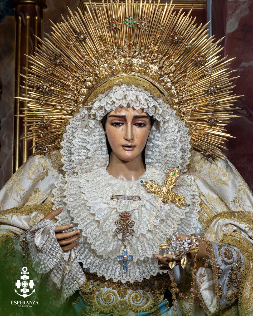 EsperanzaHuelva's tweet photo. LA ESPERANZA | Para la segunda parte del tiempo litúrgico ordinario, se presenta la imagen de Nuestra Señora de la Esperanza con atuendo apropiados para la fecha de colores claros que perdurarán durante los meses de verano hasta que llegue el nuevo inicio del curso cofrade. https://t.co/FvhtjHSJ08
