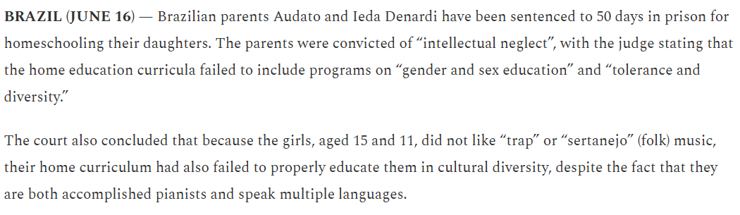 extradeadjcb's tweet photo. reads like a caricature of homeschooler nightmare but the Brazilian government will literally jail you for not raising sluts https://t.co/1lV7IRtWxB