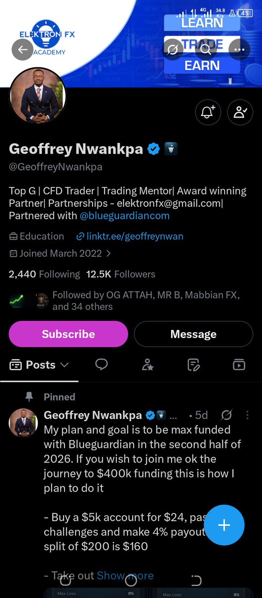 Divineeogah's tweet photo. @GeoffreyNwankpa @BlueGuardiancom @GuardianFutures I plan to trade the $10,000 account conservatively by risking 0.5% per trade only taking high-probability setups that align with my strategy protecting capital first and overcoming the urge to overtrade as it's one of the reasons prop traders blow account @UmehFX @ahmadmarzuk54 https://t.co/vEYAKbrkQU