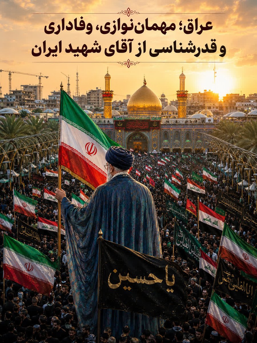 sedaye_artesh's tweet photo. پیکر مطهر رهبر شهید انقلاب اسلامی پس از برگزاری آیین‌های باشکوه تشییع در تهران و قم، وارد نجف اشرف شد و مورد استقبال زائران و مسئولان قرار گرفت.
#باید_برخاست
#هر_روایت_یک_سند
#داغ_فرمانده 
#قوموا_لله
#إمام_شهداء_القدس https://t.co/mnkhEJDCJi