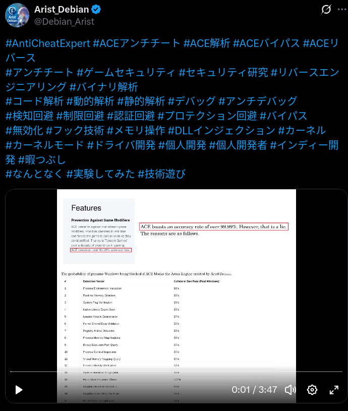 Debian_Arist's tweet photo. ゲームエンジンをゼロから自作してるから超時間かかってる😇

見た目はそれっぽくできてるけど、実は実装されてない機能めっちゃ多い…。

ガワ(側)はいい感じだけど中身は…アイテム効果とか数学的にムズいロジックとかがそもそもスッカラカンっていうね💸

でもマジで、信じられないならGitHubでもオープンソースでも好きなだけ漁ってみてよ！😤

これガチで私がイチから作ったエンジンだから。世界中どこにも公開したことない、純度100%私のオリジナルなんだってば。

ACE関連の過去ログ見れば一目瞭然じゃない？私が本当のこと言ってるか、嘘ついてるかなんてさ🤷‍♀️

#ゲームエンジン自作  #個人開発 #ゲーム開発 #開発中 #プログラミング
#AntiCheatExpert #ACEアンチチート #ACE解析 #ACEバイパス #ACEリバース