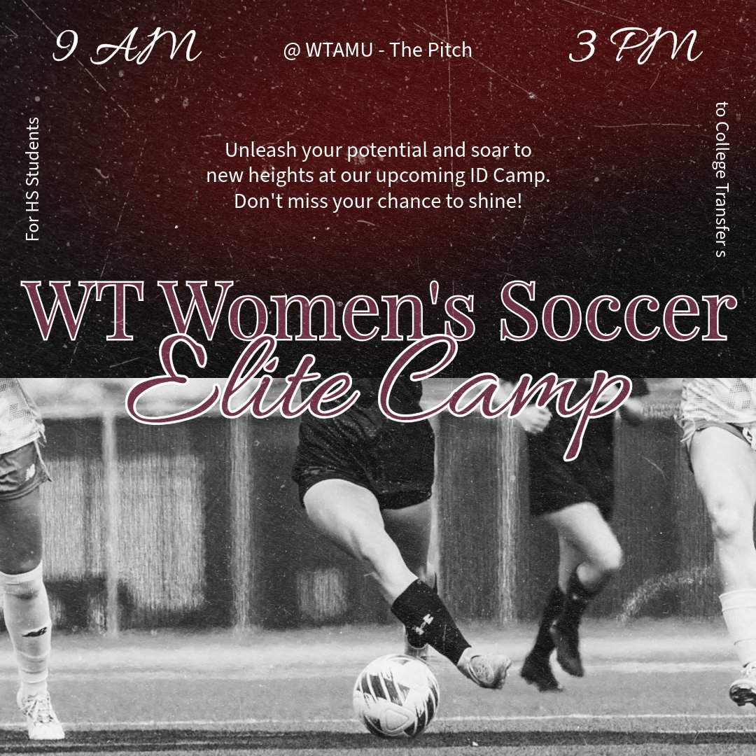 WTAMU_WSoccer's tweet photo. Don't miss our only ID camp for the summer. July 18th, sign up with the link 👇 https://t.co/vaum7ATQpa https://t.co/wncqtP5Lb5