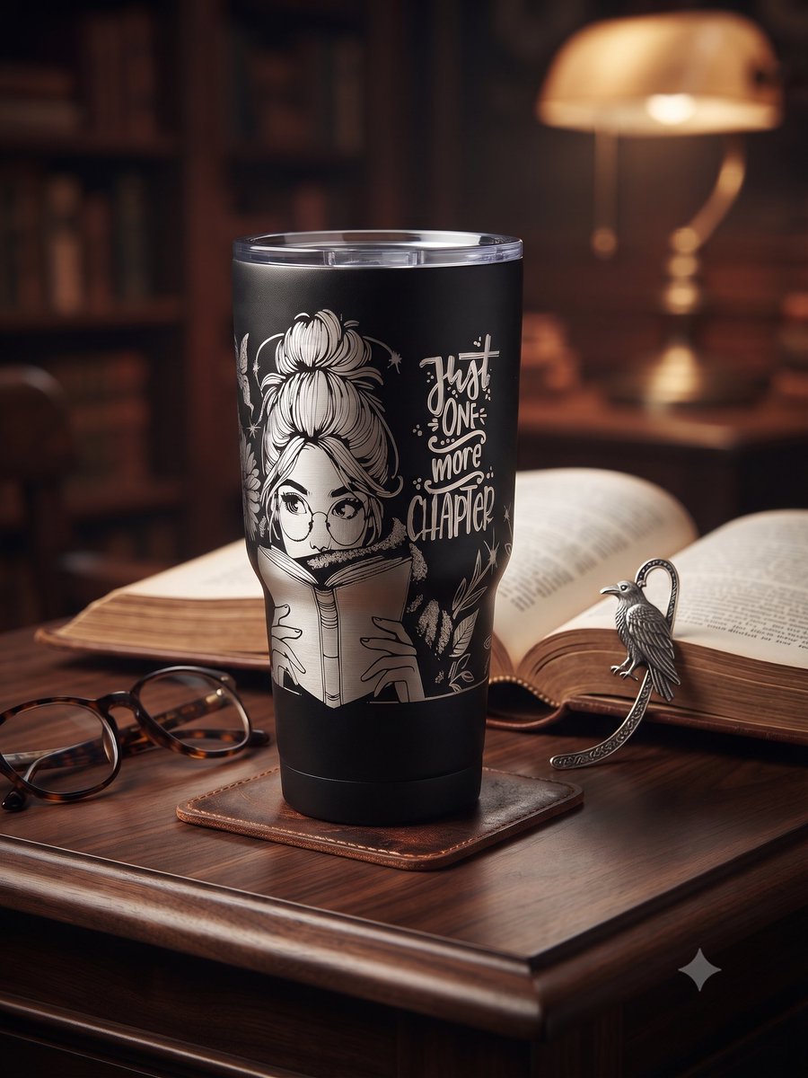 PrattWorksShop's tweet photo. New "Just One More Chapter" tumbler now live! Perfect for your next reading session. 📖☕️

Shop the collection:https://t.co/h7hqeJBJAe via @Etsy

#PrattWorks #BookLovers #ReadingCommunity #LaserEngraved https://t.co/S4vyNCkdiZ