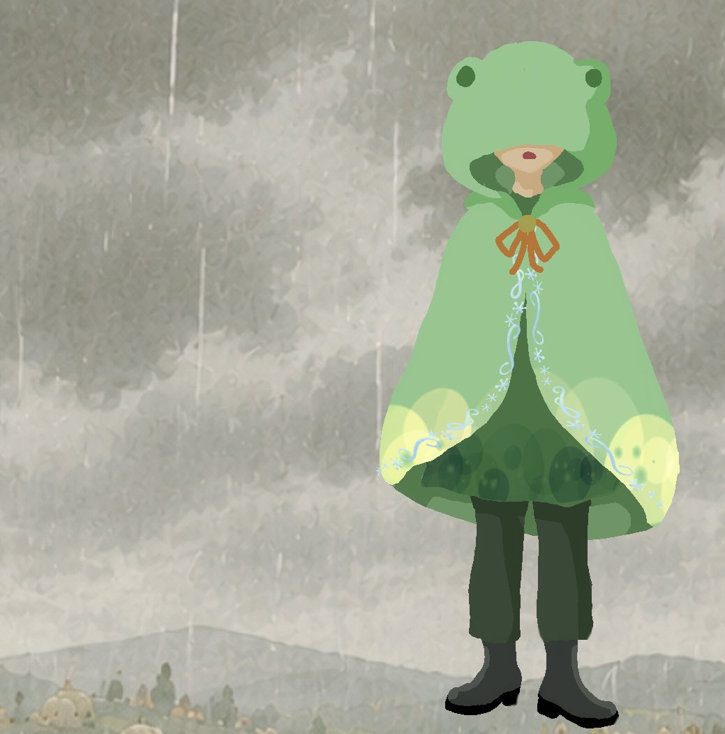 kurousa_box's tweet photo. 雨向こうのルノー:かえる
天気予報士。明日降る雨が「水の雨」「血の雨」「涙の雨」のいずれかかを予報するお仕事。 https://t.co/4QSr0lXbi5