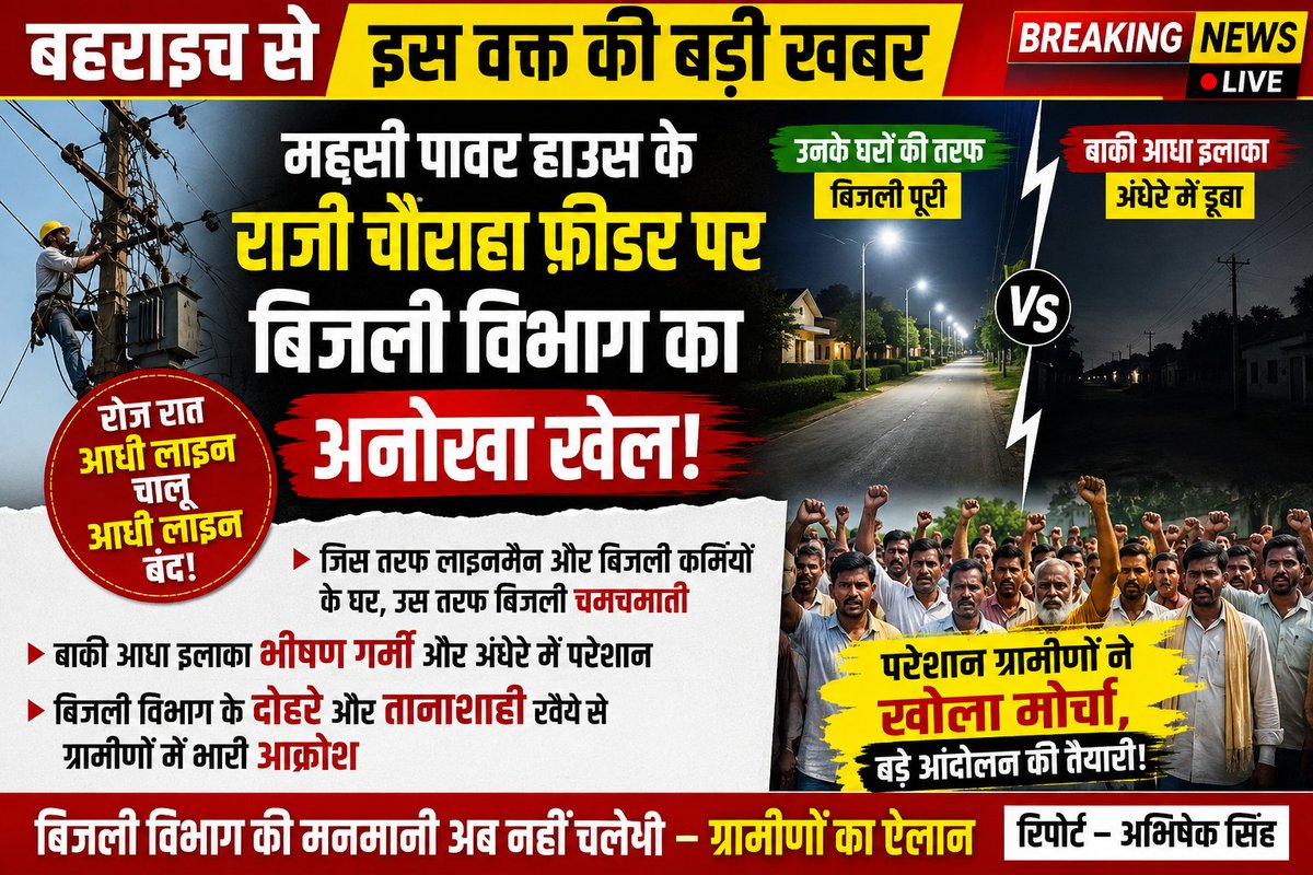 JournalistAbh16's tweet photo. बड़ी खबर @UPPCLLKO @myogiadityanath @mduppcl @mvvnlbahraich https://t.co/yrb44Qt8iW