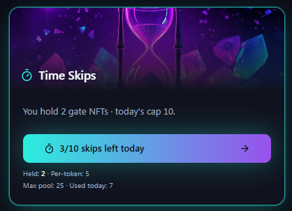 VaultDeck's tweet photo. Skips are up and running! Dont forget to Update your wallet so that the token shows up in game. 

https://t.co/0tNXakgAm7

More use cases being added for it as we speak. https://t.co/3NZYxCrxDg