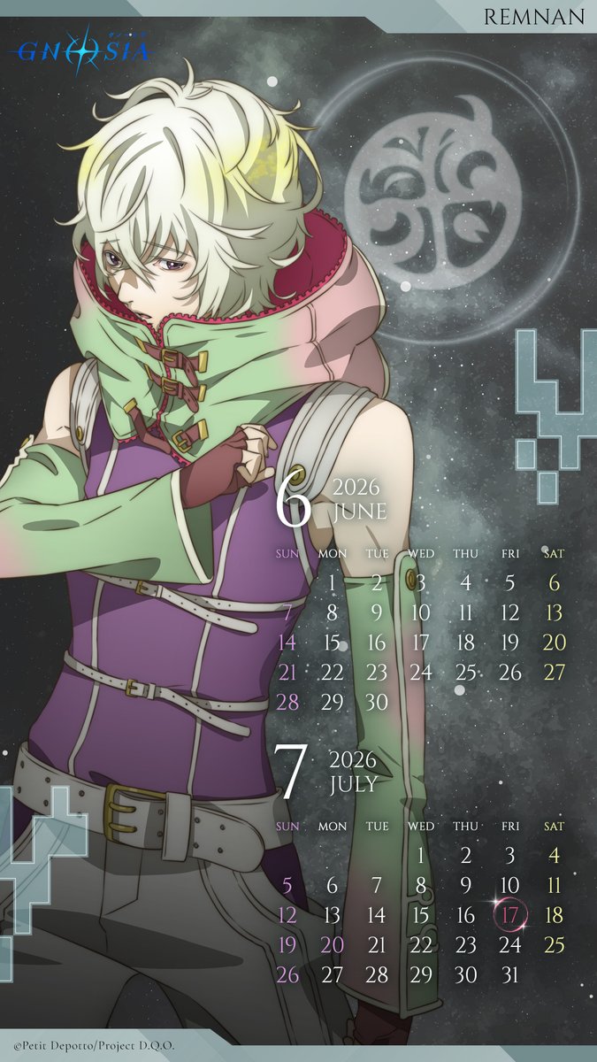 gnosia_off's tweet photo. ✧⋱星座別カレンダー配布 ⋰✧  
      ━━━━━━━━━━

ただいま【かに座】期間です♋
この期間に誕生日を迎えるレムナンのカレンダー壁紙を配布💫

▼DLはこちら
https://t.co/PoEuz9tqbg

TVアニメ #グノーシア
全21話好評配信中！
 
 #gnosia https://t.co/yqQBZbaLpI