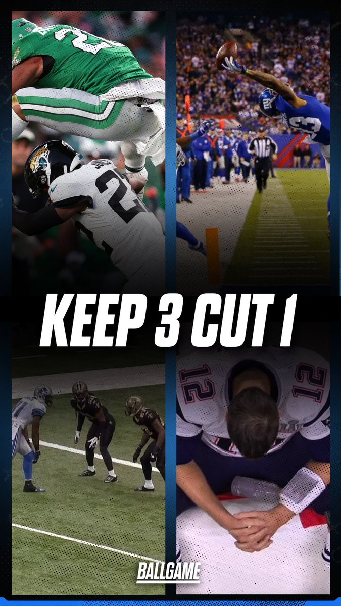BallGame_Pod's tweet photo. KEEP 3 CUT 1: NFL AURA FARM MOMENTS: Who gets CUT?? 🤔🤔
#Saquon
#TomBrady
#Megatron
#Odell https://t.co/zcZcwuJoxh