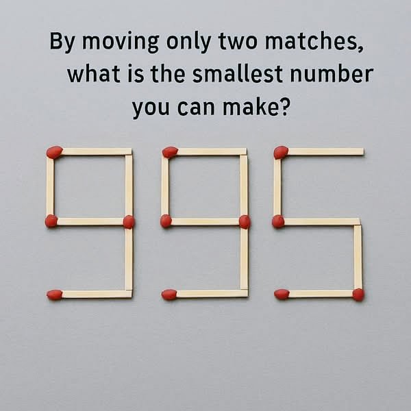 golden_words786's tweet photo. What is the smallest number you can make moving 2 sticks?

Only for Genius https://t.co/sozdAKOzt2