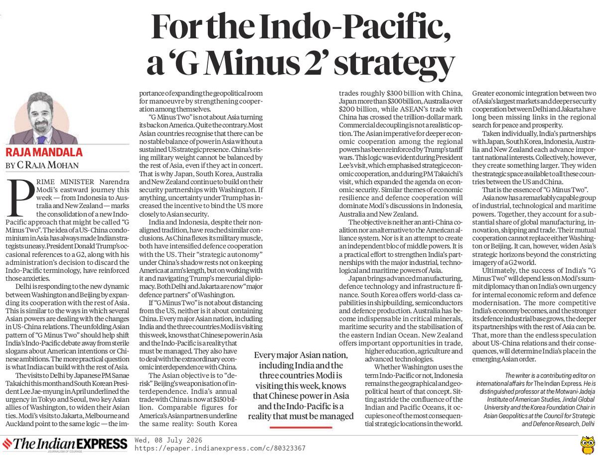 MohanCRaja's tweet photo. On Asia's management of an assertive China and an unpredictable America: https://t.co/Zco60l138N