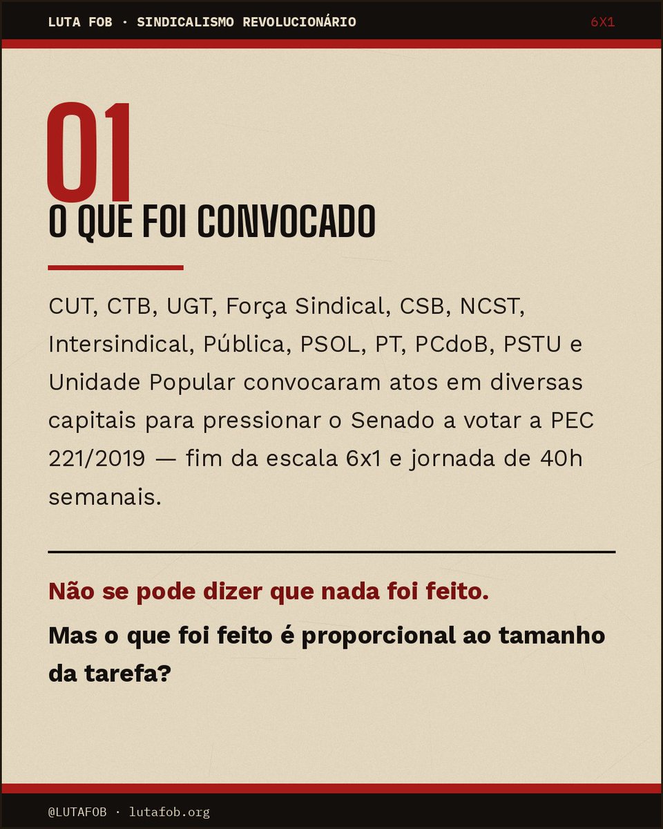 LUTAFOB's tweet photo. 🏴🚩A mobilização pelo fim da escala 6×1 e os limites da estratégia institucional das centrais e partidos

leia em: 
https://t.co/vTjFBiECLp

#fimdaescala6x1
#grevegeral
#sindicalismo
#congressoinimigodopovo https://t.co/kgXUpDcein