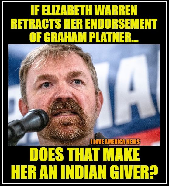 ILA_NewsX's tweet photo. Senator Pocahontas loves Graham Platner.🤣 https://t.co/vs6mUp8ExZ