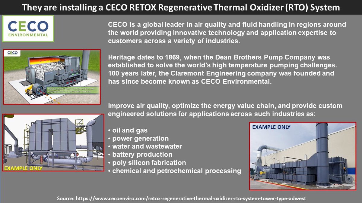 JoeTegtmeyer's tweet photo. One of the greatly under appreciated aspects of the Reaction Injection Molded (RIM) Cybercab exterior panel manufacturing process is the 100% elimination of Volatile Organic Compounds (VOCs) which is a inescapable part of the painting process as the act of painting a car puts fine particulates into the atmosphere and these need to be safely removed without contaminating the environment.

To do this, massive systems called Regenerative Thermal Oxidizers, or RTOs for short, are required and these massive systems were installed at Giga Texas and Giga Berlin during their original construction to support paint shop operations.

At Giga Berlin, the system is installed exterior to the factory, but at Giga Texas, it was installed inside, taking up a massive amount of space and extending the full height of the building … this is certainly not an ideal use of factory space.

The RIM process @Tesla is using for Cybercab completely eliminates the painting process by injecting the paint directly into the plastic molds, preventing the particulates and ensuring the plastic panels have the color as part of the panel itself.

Here is a set of slides I made way back in April 2021 discussing the RTO’s, how they work, and where they were installed at Giga Berlin and Giga Texas. Eliminating these massive, complex and energy sapping systems is one of the many ways Tesla has optimized Cybercab production and reduces costs to manufacture these cars and frees up factory space for more efficient production of their vehicles.

I hope these 5 year old slides are helpful in understanding the major win Tesla achieved with the Cybercab production process. @CernBasher @FutureAZA @thejefflutz @herbertong @TeslaBoomerMama 
1/3