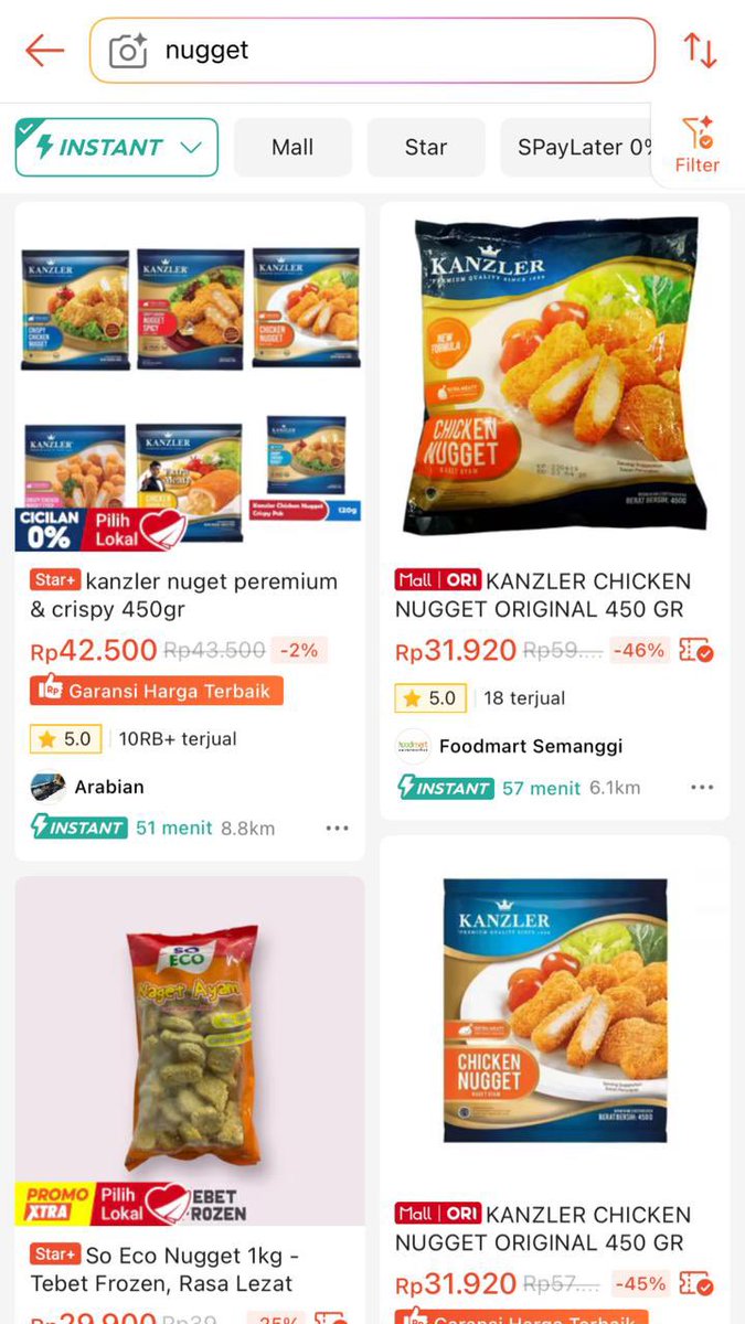 BosRQ_'s tweet photo. enaknya belanja sekarang tuh nggak perlu ribet keluar rumah. mau isi stok nugget tinggal buka #ShopeeBelanjaInstant1Jam tiba. ada Diskon 50% dan kalau telat ada Gratis Voucher lagi. Auto checkout! 😍 https://t.co/iJDl6VDlR8