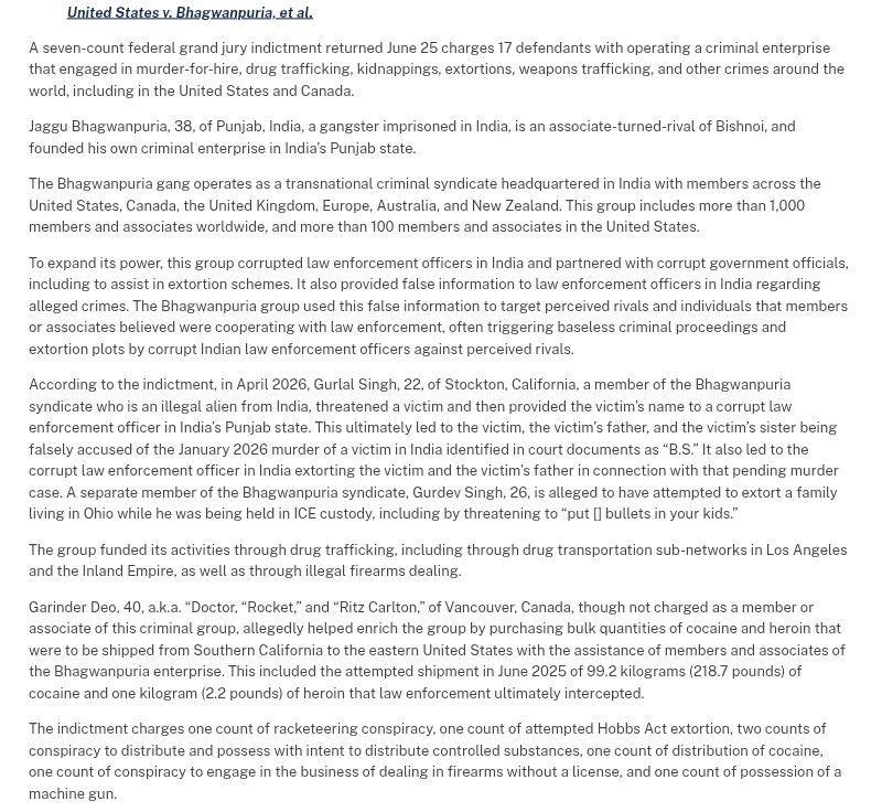 AhmadHassanArbi's tweet photo. 🚨 Big breaking ‼️ 

U.S. Department of Justice has brought charges against Lawrence Bishnoi, Goldy Brar, and others in connection with the murder of Hardeep Nijjar, who was shot dead in Surrey, BC, Canada.

This is a major development in the internationalization of the allegations surrounding the case. What was once considered as a bilateral dispute has increasingly evolved into a matter attracting coordinated attention from multiple Western governments and law enforcement agencies.

Another sharp setback for already declining Indian foreign policy…….