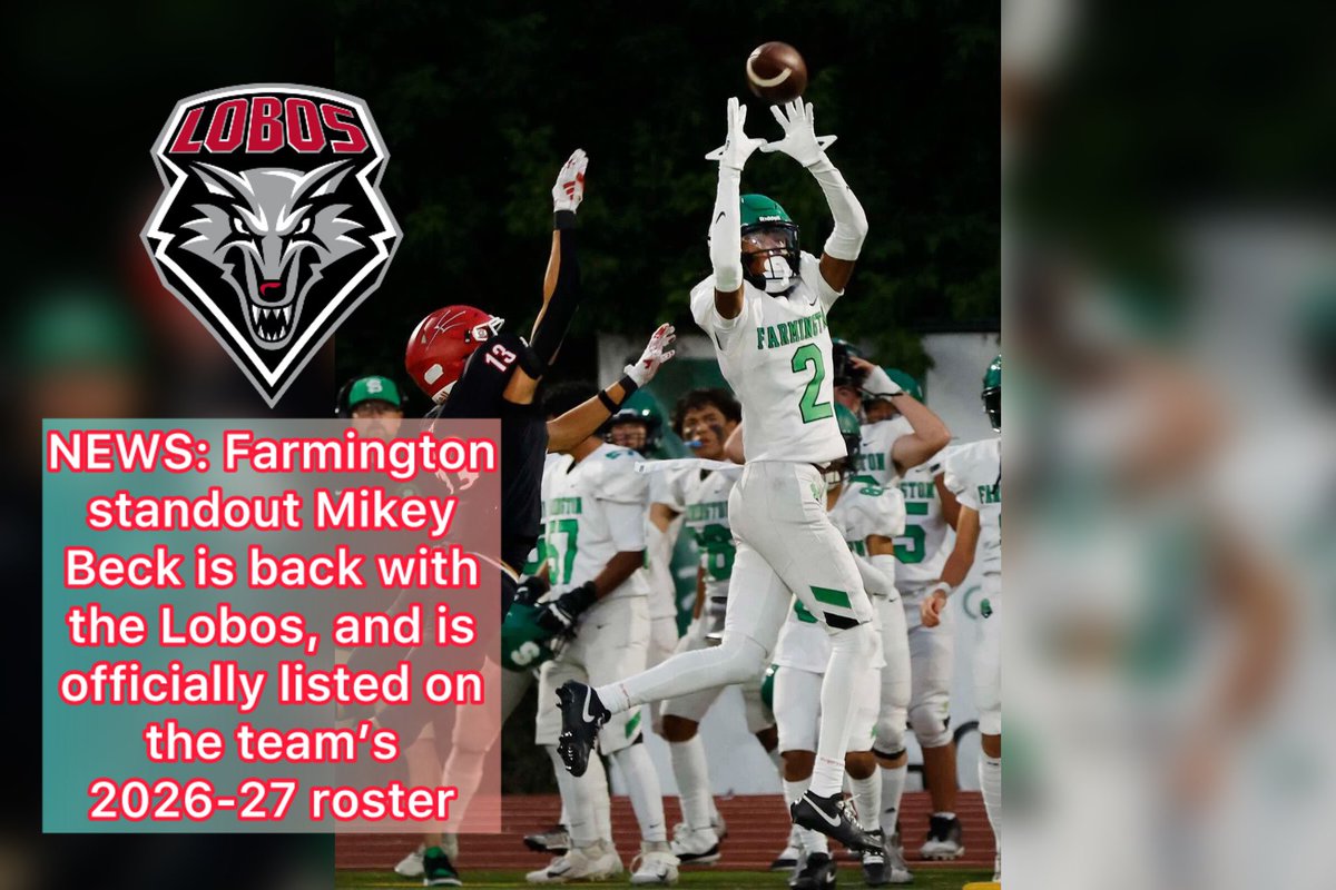 CouchPSports's tweet photo. NEWS: Farmington legend Mikey Beck is back with UNM! Beck is officially listed on the 2026-27 roster, and is the 10th local product on the Lobos. Photo is a courtesy photo. Headshot via UNM Athletics. #newmexico #farmington #unmlobos #golobos #albuquerque https://t.co/gA7t8cUxJk