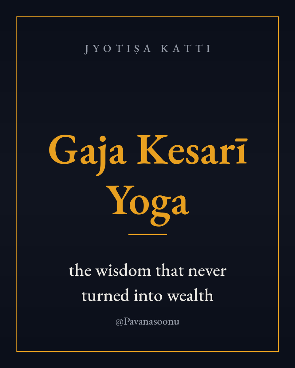 Pavanasoonu's tweet photo. GAJA KESARĪ YOGA
You were always the smart one. The one people came to for advice.
So why are the people you advised richer than you?
Why does the wisdom never turn into money?
Your chart may hold the most famous yoga of intelligence and fortune — sitting inside you, switched off. 🧵
Repost. You can help many!!!!  Spread knowledge.