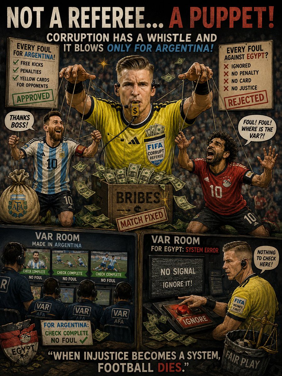 Beta3Design's tweet photo. @bassem_youssef9 Why do national teams and football federations even play if FIFA, the corrupt referee, and a corrupt VAR room are going to gift the win to Argentina? Shame on the honorable people in world sports!
#FIFA #WorldCup #FIFACorruption #ESPN #BBCFootball #SkySports #Goal https://t.co/6N26zRhFhY