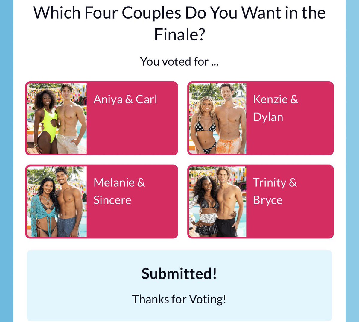 danielesibiza's tweet photo. zach will not be seeing that final ✌🏽 #loveislandusa https://t.co/h24bufvKNm