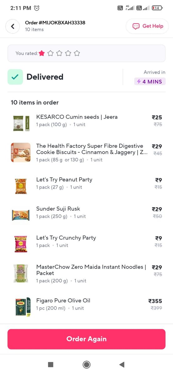 deepublk80's tweet photo. @ZeptoNow @zeptocares 
#Zeptoappdelete
Zepto doesn't care about customers missing products even though complaints registered within a reciept of  products ordered and received are not matching that too a high value item,
Still zepto doesn't care about it. https://t.co/bAitNKQ83t